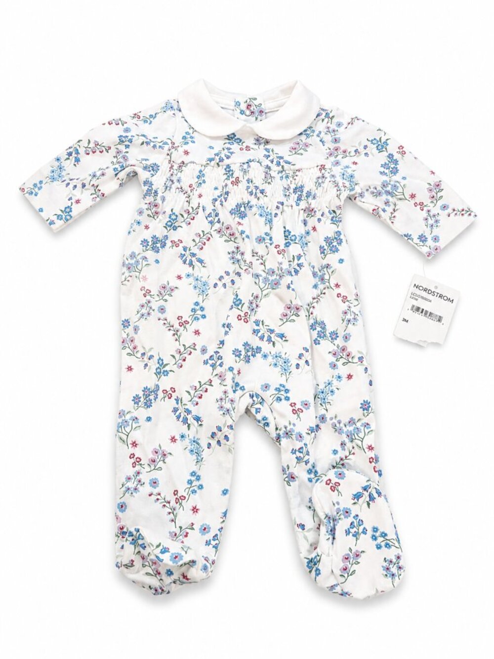 Nordstrom Baby Floral Footed Sleeper 3M NWT Peter Pan Collar